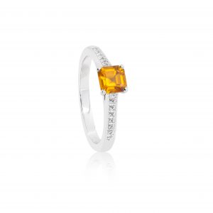 yellow sapphire octagon platinum Ascoli ring