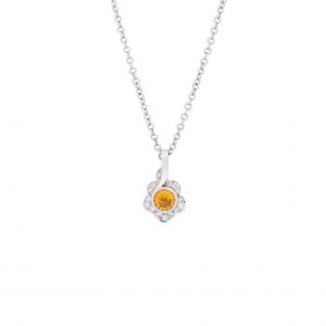 yellow sapphire fancy pendant in white gold