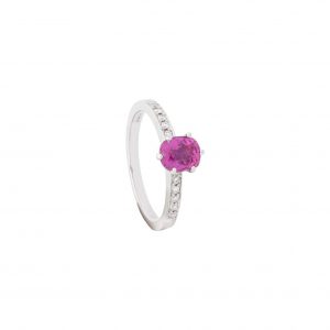 pink sapphire white gold solitaire ring