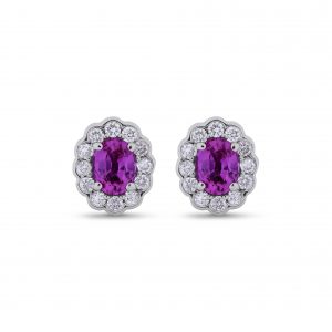 pink sapphire and diamond cluster earrings