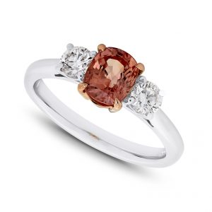 oval padparadscha sapphire 1.52 cts with GRS report in platinum and rose gold