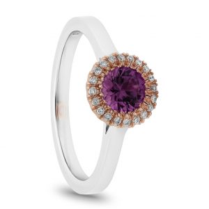 fine pink sapphire micro set in rose gold and platinum