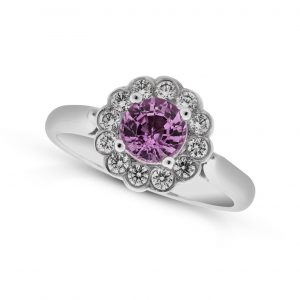 pink sapphire 1.06 cts as flower cluster ring